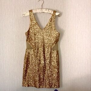 New Years Eve gold sequin dress